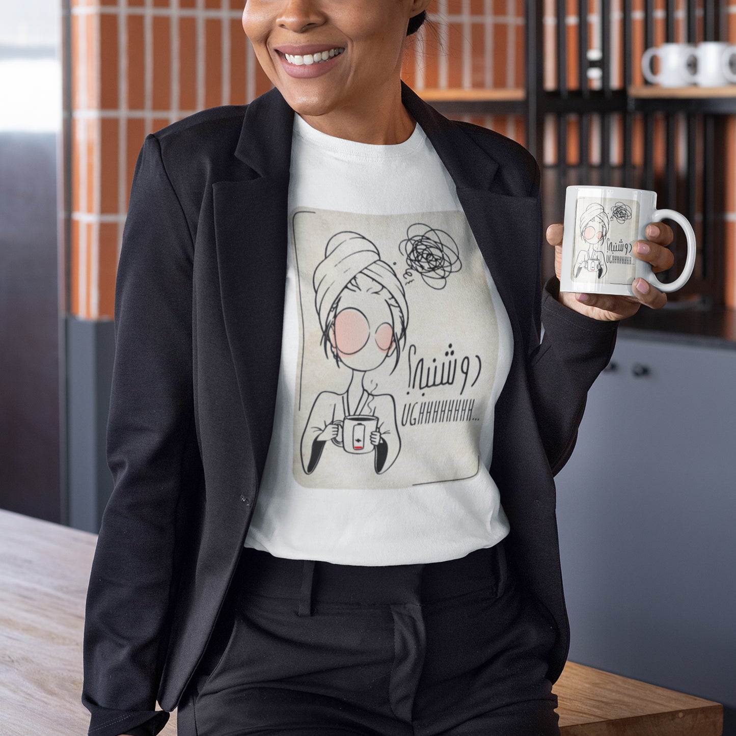Persian funny T-Shirt, دوشنبه، Monday, Iranian Art Shirt, Unique Gift for Her, Art line Persian Design