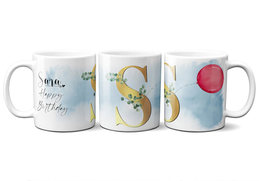 Personalized Initial Coffee Mug, Birthday Gift