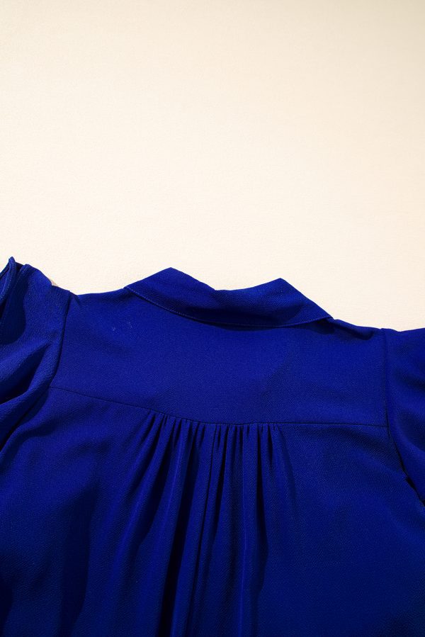 Bluing Ruffled Short Sleeve Collared V Neck Tiered Midi Dress - Image 10