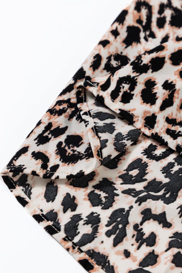 Apricot Leopard Print Tiered Wide Sleeve Maxi Dress - Image 7
