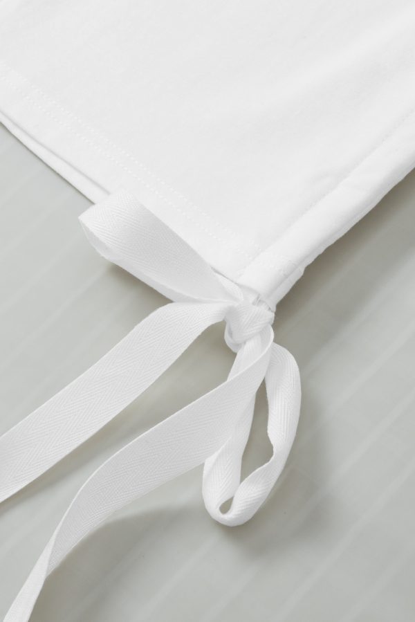 White Side Drawstring Short Sleeve Crew Neck Top - Image 5