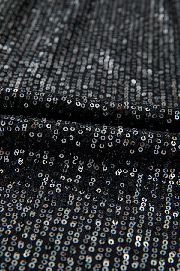 Black Sequined Tube Top Waist Knot Wide Leg Jumpsuit - Image 7