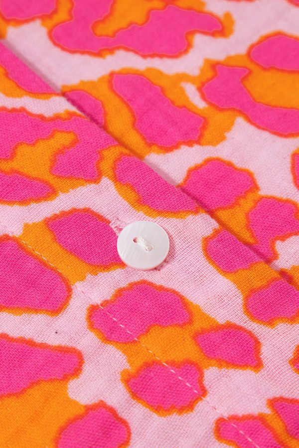 Rose Leopard Printed Button Up Loose Shirt - Image 10