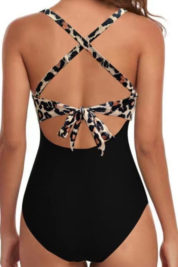 Black 2-tone Crossed Cutout Backless Monokini - Image 7