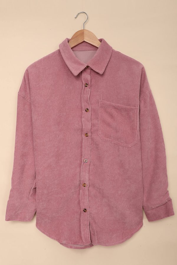 Dark Blue Corduroy Button Pocket Shirt - Image 12