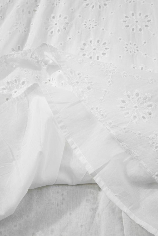 White Boho Eyelet Pattern Halter Neck Sleeveless Dress - Image 9