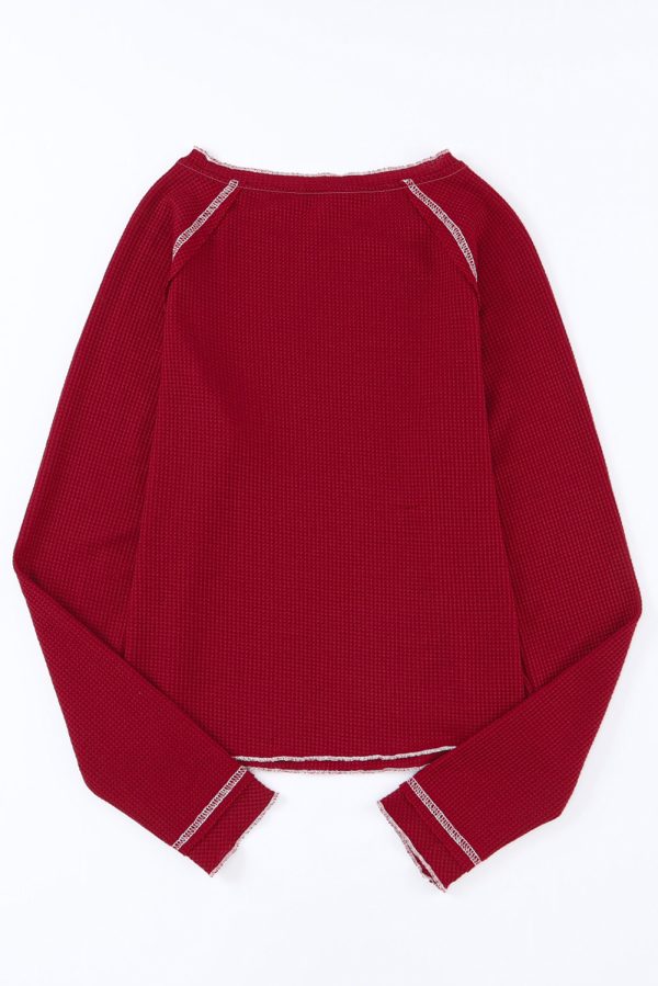 Black Textured Round Neck Long Sleeve Top - Image 20
