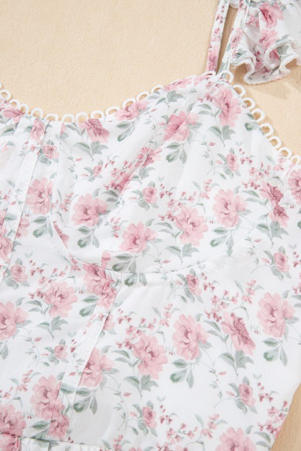 Pink Floral Flutter Peplum Tank Top - Image 9