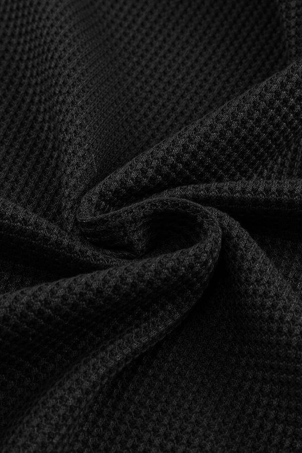 Black Textured Round Neck Long Sleeve Top - Image 7