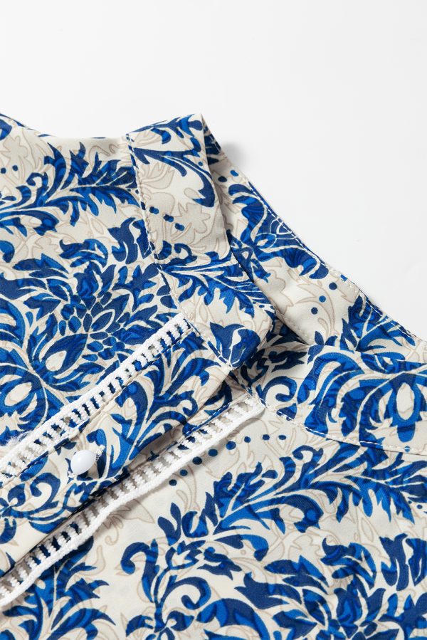 Sky Blue Bohemian Printed Bishop Sleeve Lace Shirt - Image 10