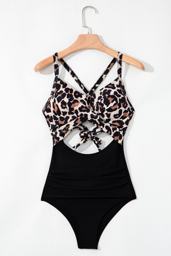 Black 2-tone Crossed Cutout Backless Monokini - Image 9