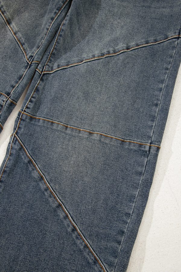 Sail Blue Exposed Stitching Loose Straight High Waist Jeans - Image 8