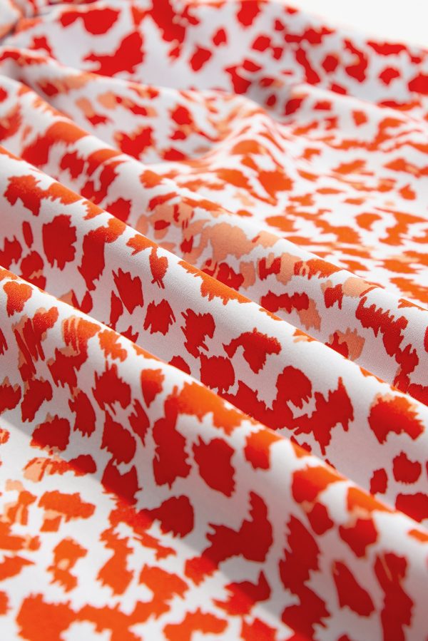 Tomato Red Leopard Print Long Sleeve Hollowed Back Split Mini Dress - Image 9