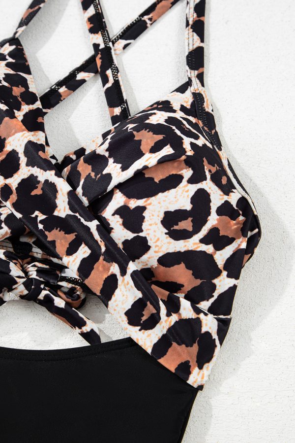 Black 2-tone Crossed Cutout Backless Monokini - Image 14