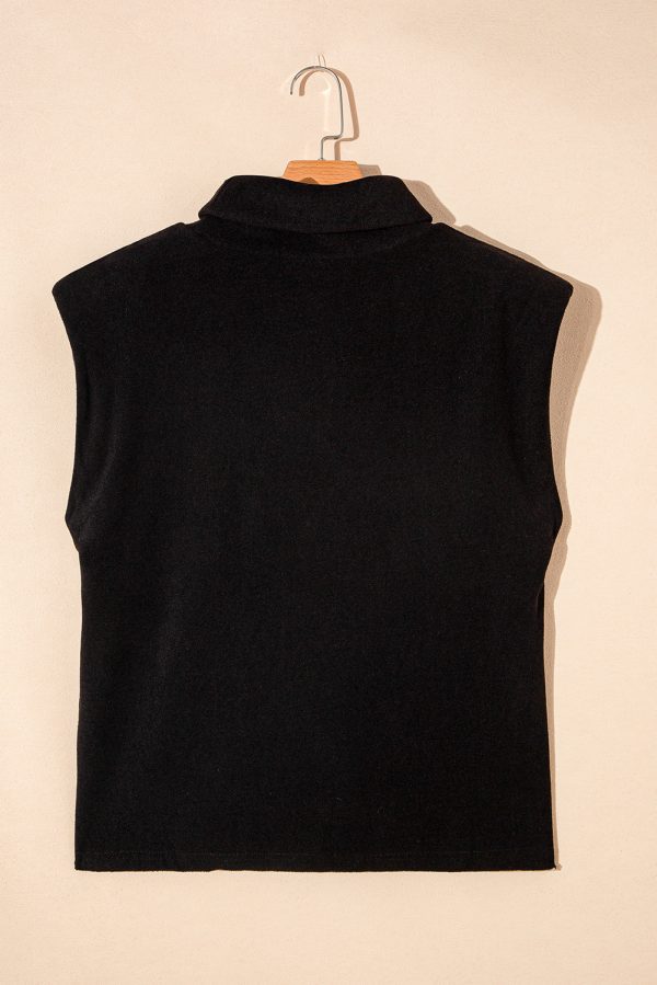 Black High Neck Sleeveless Vest and Cargo Pants Outfit - Image 5
