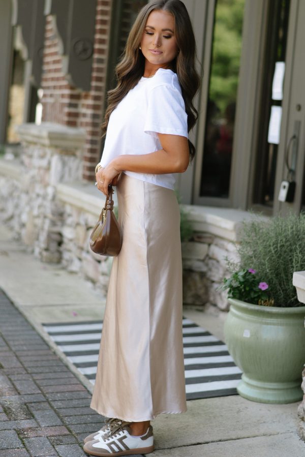 Jet Stream Satin Solid High Waist Maxi Skirt - Image 3