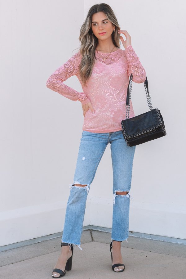 Blossom Floral Lace Sheer Long Sleeve Top - Image 4