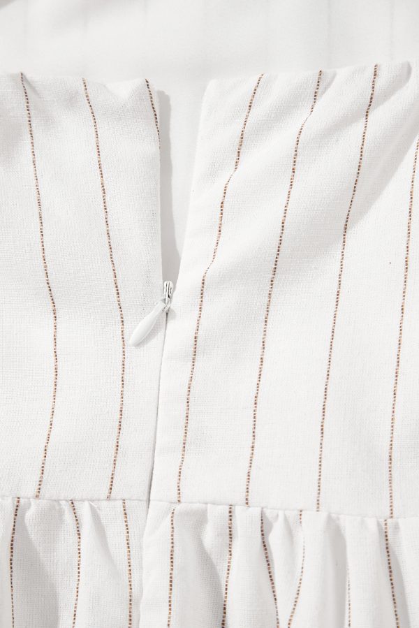 Beige Stripe Spaghetti Strap Pocketed High Waist Maxi Dress - Image 8