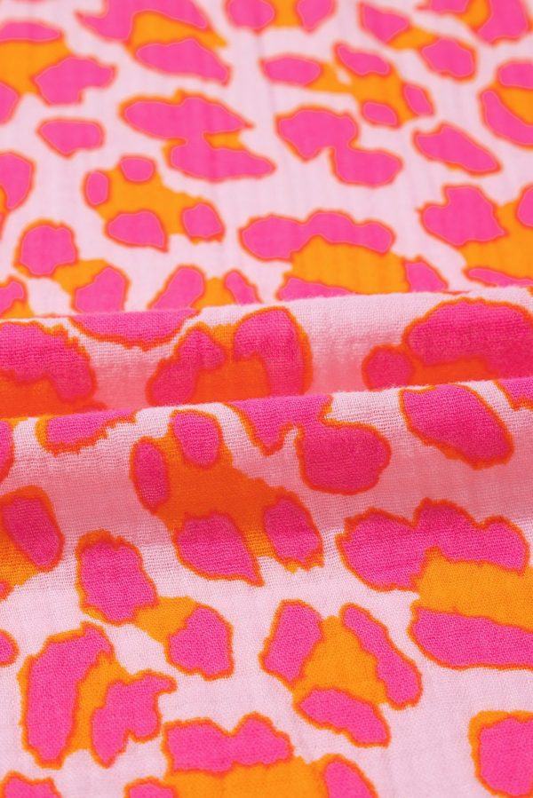 Rose Leopard Printed Button Up Loose Shirt - Image 11