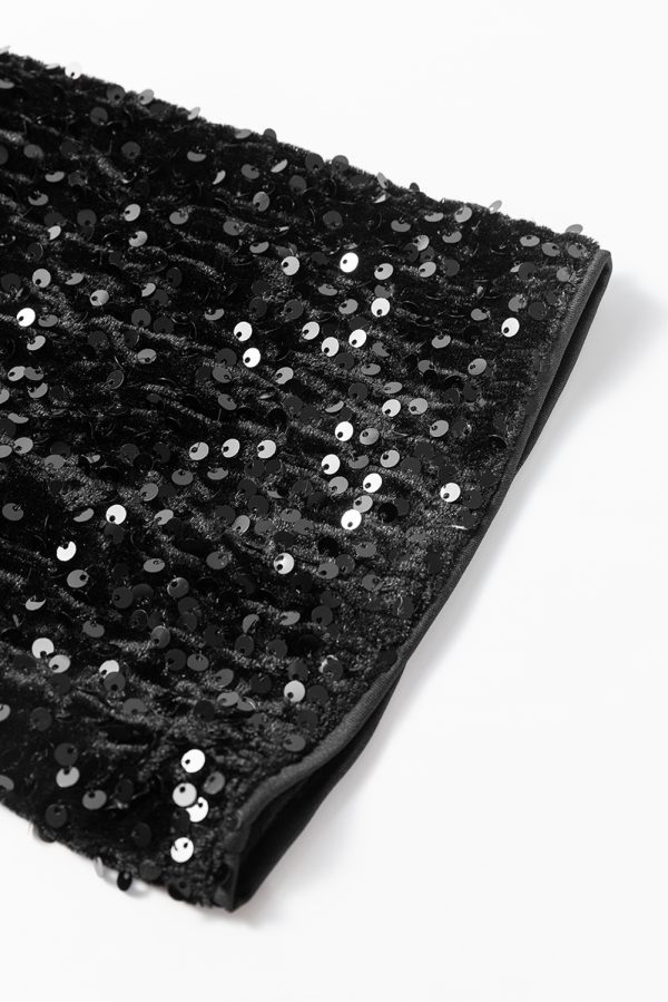 Black Sequin Long Sleeve Knot Cutout Back Mini Dress - Image 9