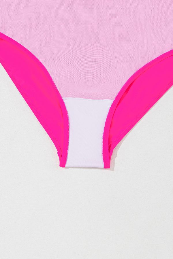Rose Red Crisscross Straps Tie Back Flared One Piece Swimsuit - Image 11