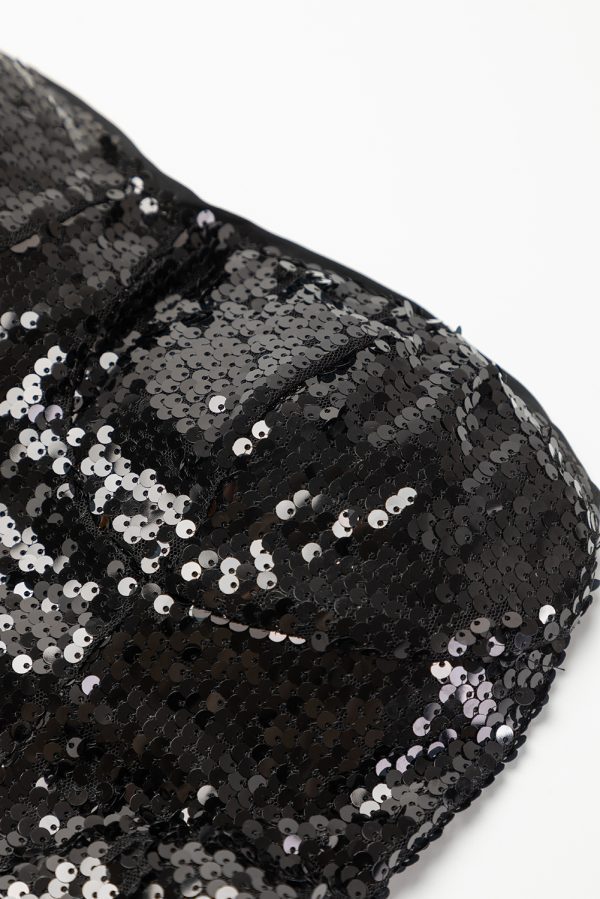 Black Sequin Tube Top Wide Leg Jumpsuit - Image 9