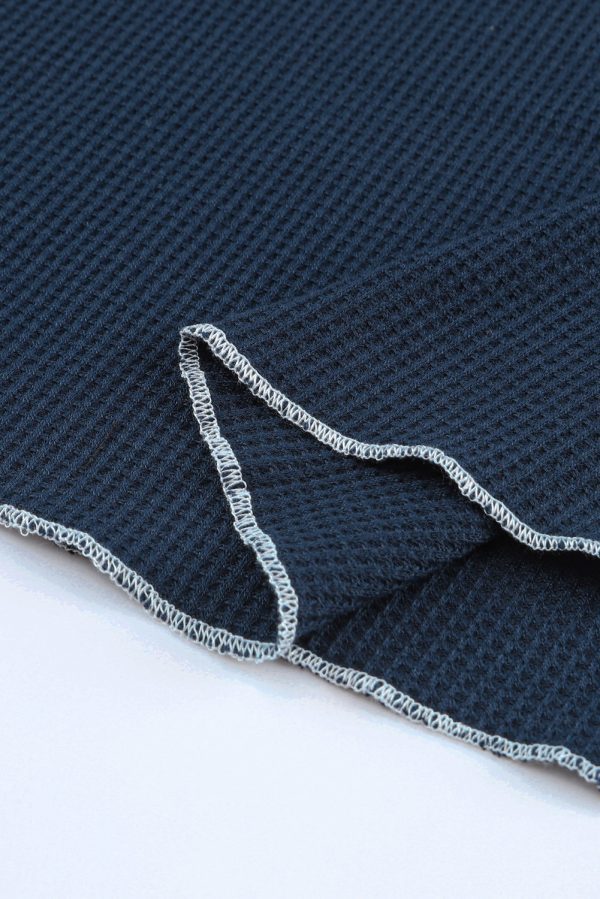 Black Textured Round Neck Long Sleeve Top - Image 25