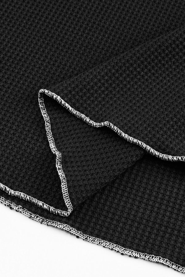 Black Textured Round Neck Long Sleeve Top - Image 6