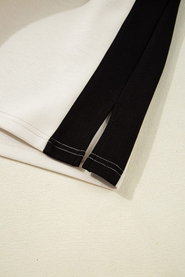 Black Contrast Zipped Stand Collared T Shirt and Short Set - Image 9