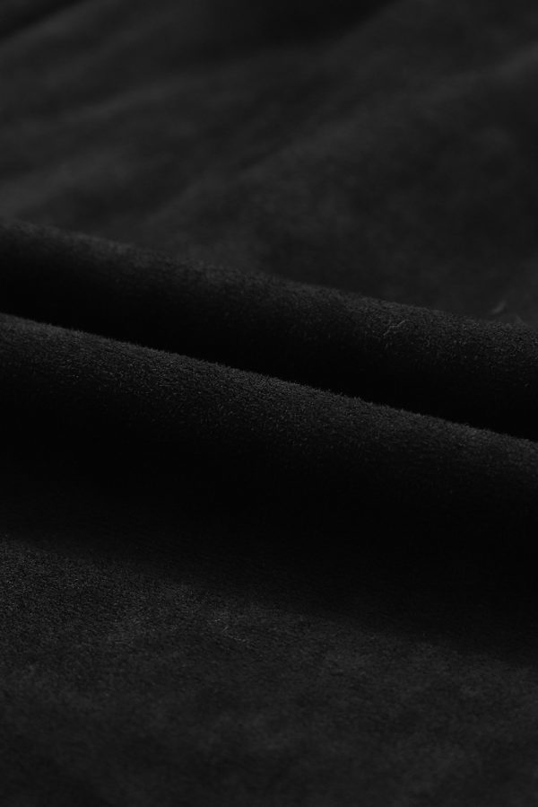 Black Suede Square Neck Puff Sleeve Dress - Image 7