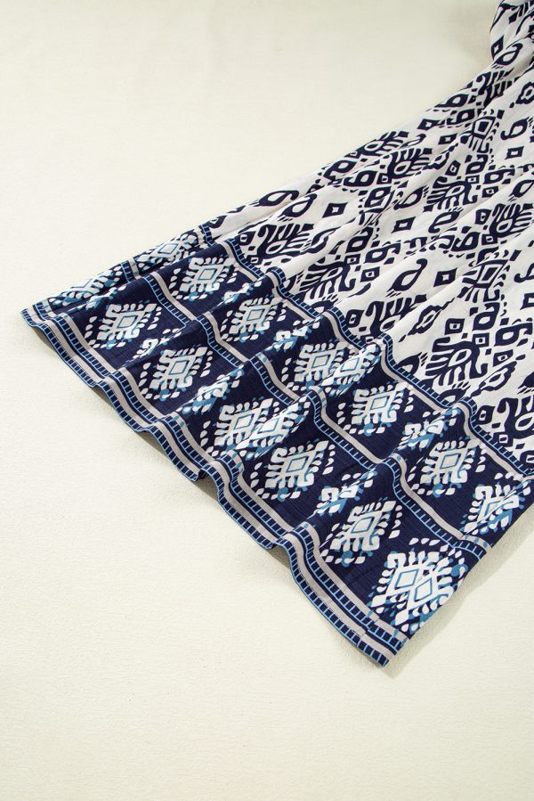 Blue Boho Pattern Print High Waist Wide Leg Loose Pants - Image 7