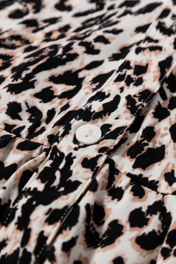 Apricot Leopard Print Tiered Wide Sleeve Maxi Dress - Image 8