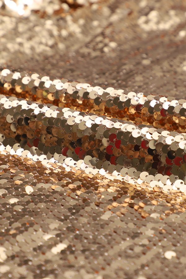 Apricot Sequin Mock Neck Bubble Sleeve Top - Image 9