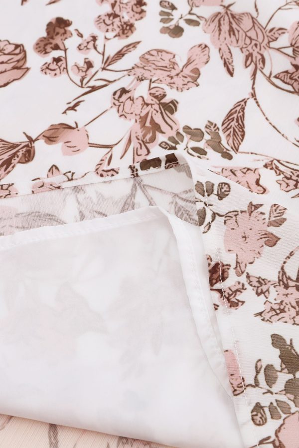 Boho Floral Print Split V Neck Bubble Sleeve Blouse - Image 8