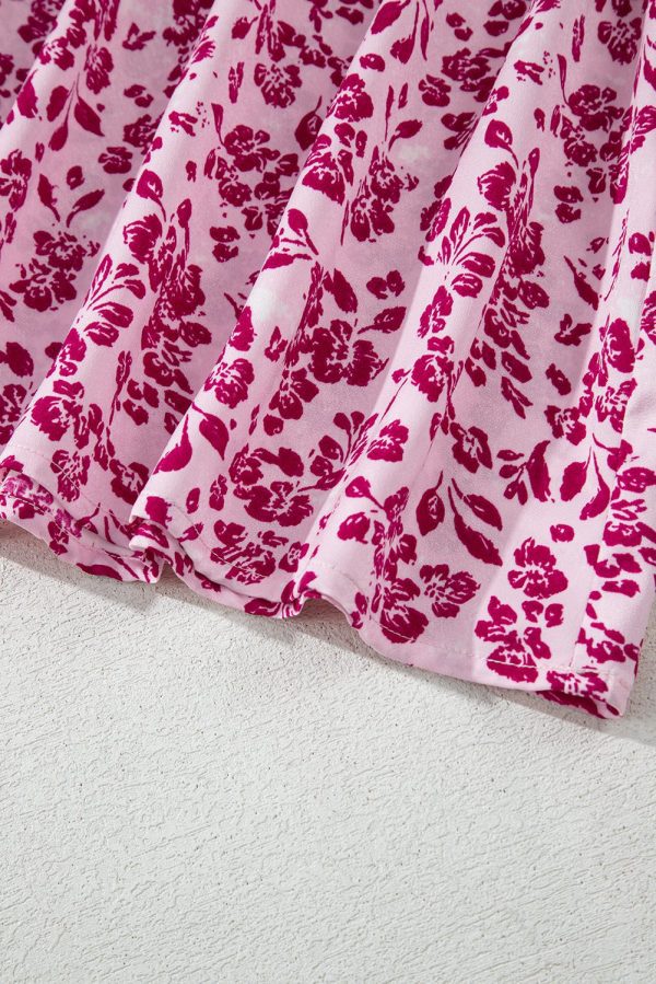 Pink Floral Cutout Back Empire Waist Sleeveless Maxi Dress - Image 10