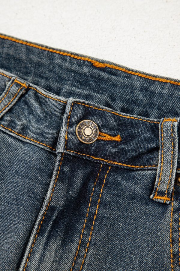 Sail Blue Exposed Stitching Loose Straight High Waist Jeans - Image 9