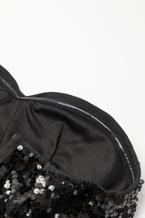 Black Sequin Tube Top Wide Leg Jumpsuit - Image 10