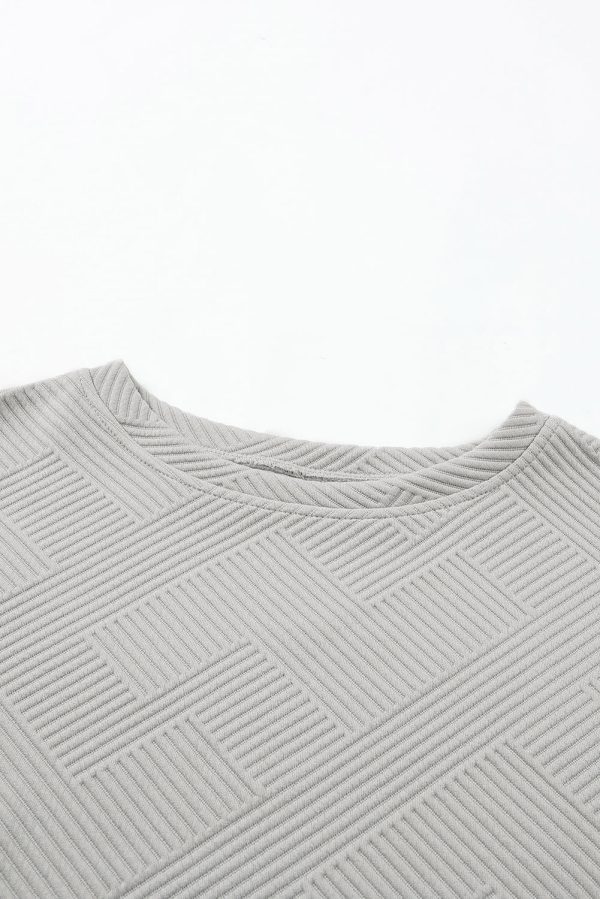Gray 2pcs Solid Textured Drawstring Shorts Set - Image 7