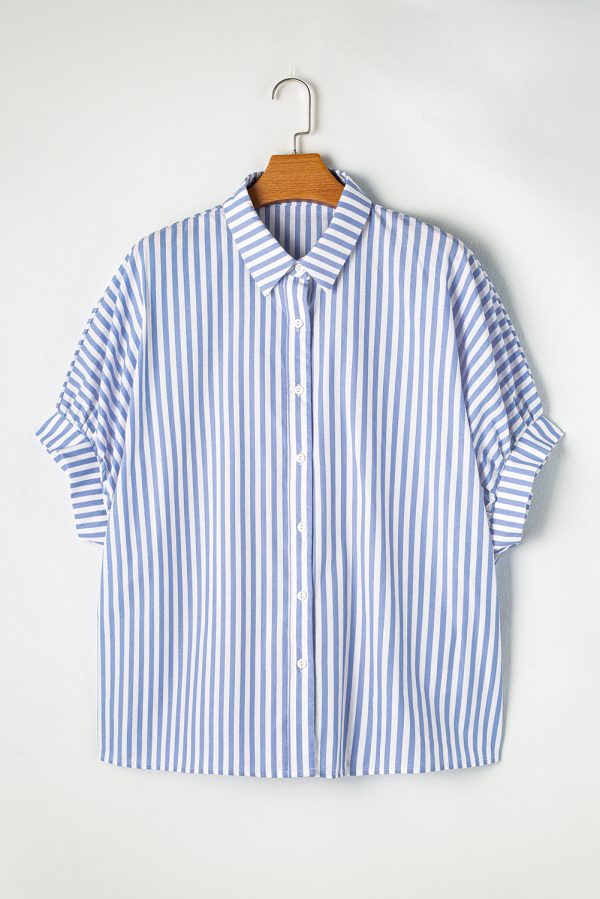 Pink Stripe Dolman Sleeve Oversize Shirt - Image 9