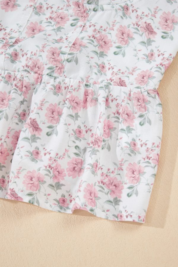 Pink Floral Flutter Peplum Tank Top - Image 10