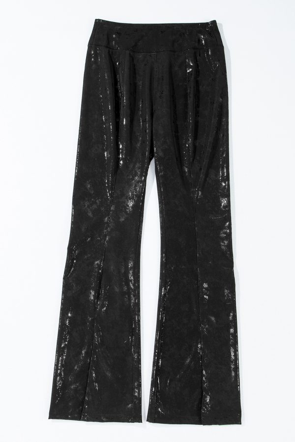 Black Faux Leather Splits High Waist Leggings - Image 5