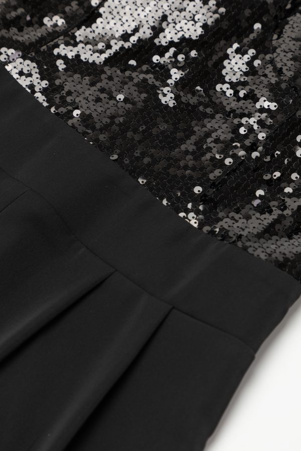 Black Sequin Tube Top Wide Leg Jumpsuit - Image 11