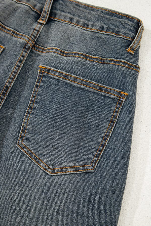 Sail Blue Exposed Stitching Loose Straight High Waist Jeans - Image 7