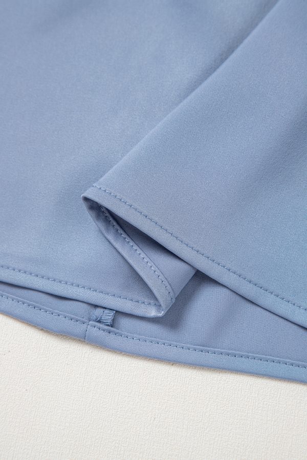 Ivy Asymmetric Pleated Turtleneck Bell Sleeve Blouse - Image 10