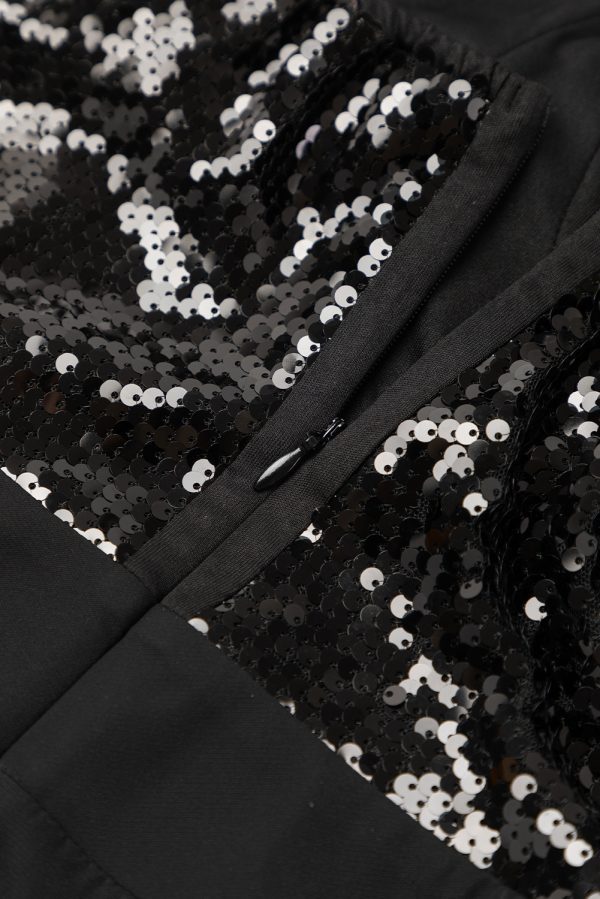Black Sequin Tube Top Wide Leg Jumpsuit - Image 12