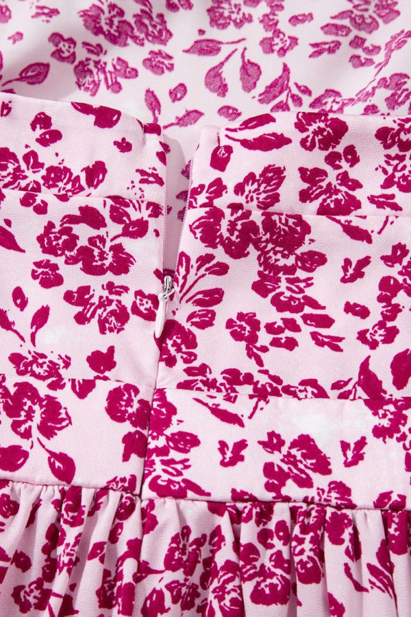 Pink Floral Cutout Back Empire Waist Sleeveless Maxi Dress - Image 8