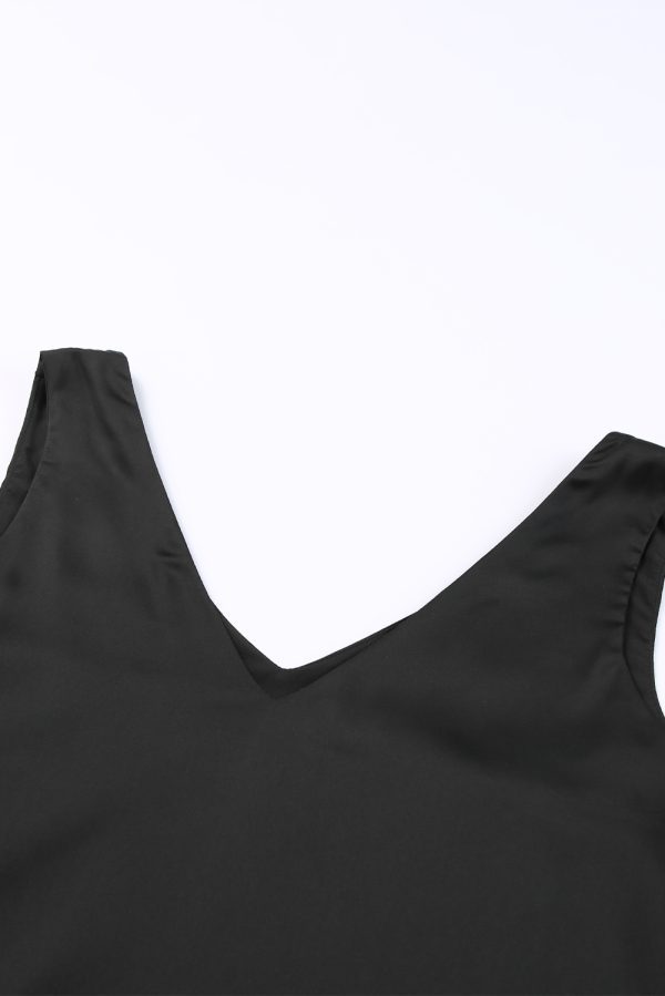 Black Deep V Neck Loose Tank Top - Image 8