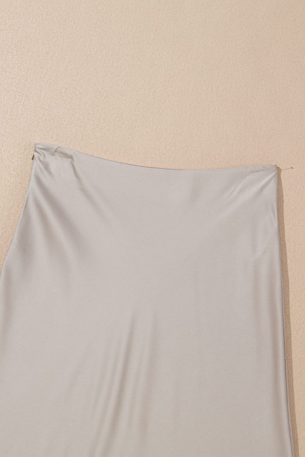 Jet Stream Satin Solid High Waist Maxi Skirt - Image 7