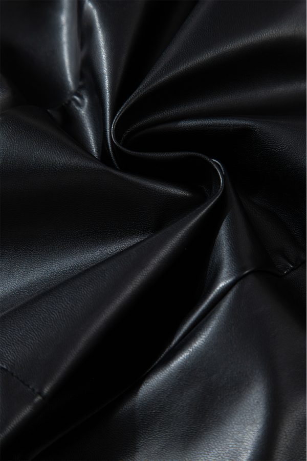 Black PU Leather Side Slits Slim Fit High Waist Mini Skirt - Image 8