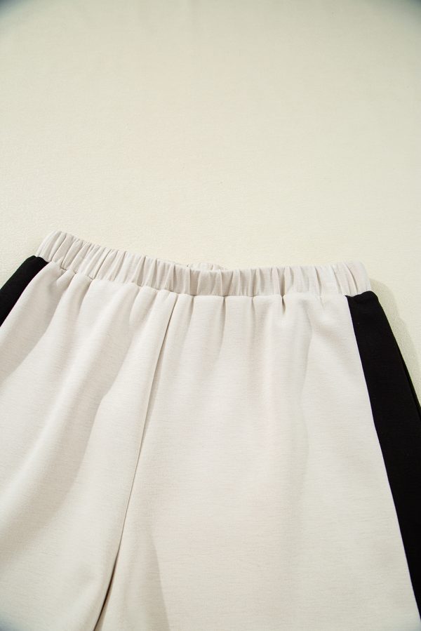 Black Contrast Zipped Stand Collared T Shirt and Short Set - Image 8